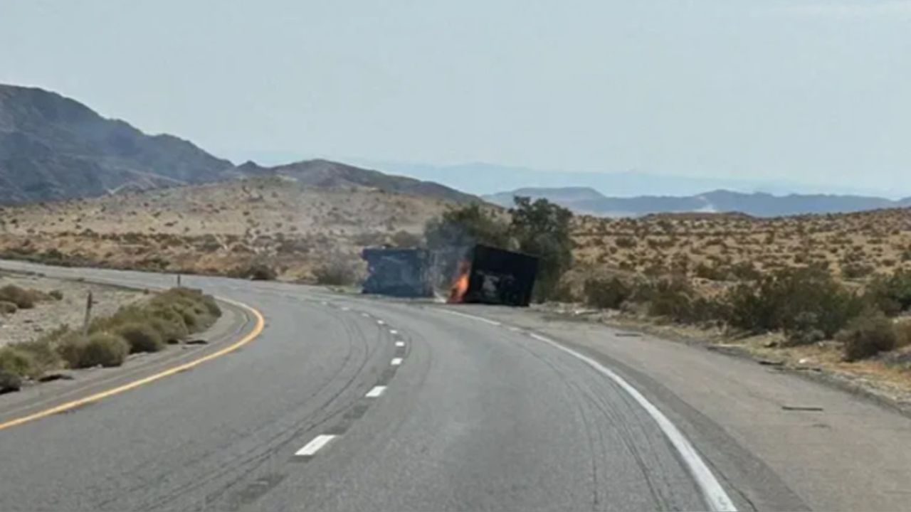 I15 Closure Near NevadaCalifornia Border SemiTruck Fire Causes